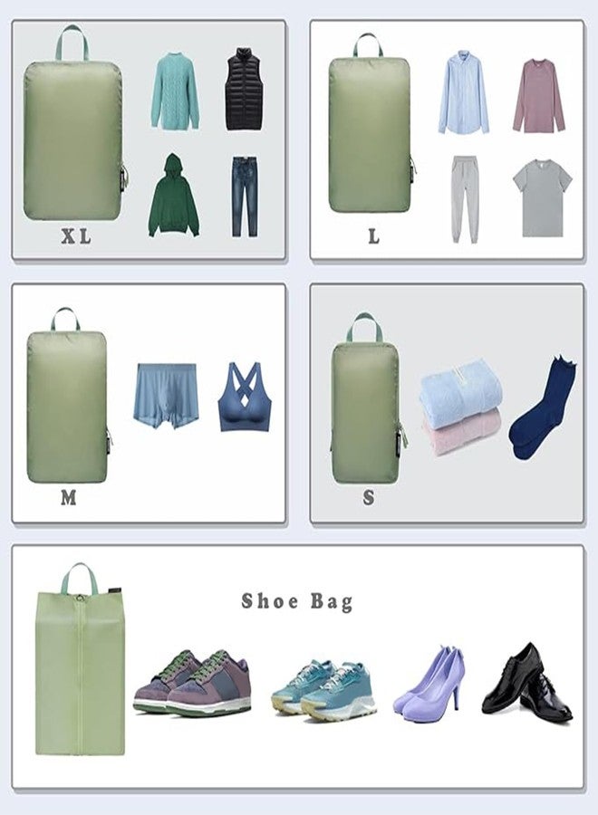 باجيل مجموعة باجيل المكونة من 6 مكعبات ضغط خفيفة الوزن للغاية لتنظيم أغراض السفر وحقائب السفر وحقائب الظهر (70D ماتشا جرين) - Image 5